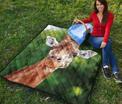 Smiley Face Giraffe Print Quilt