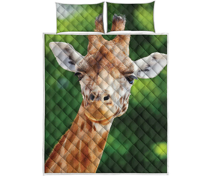 Smiley Face Giraffe Print Quilt Bed Set