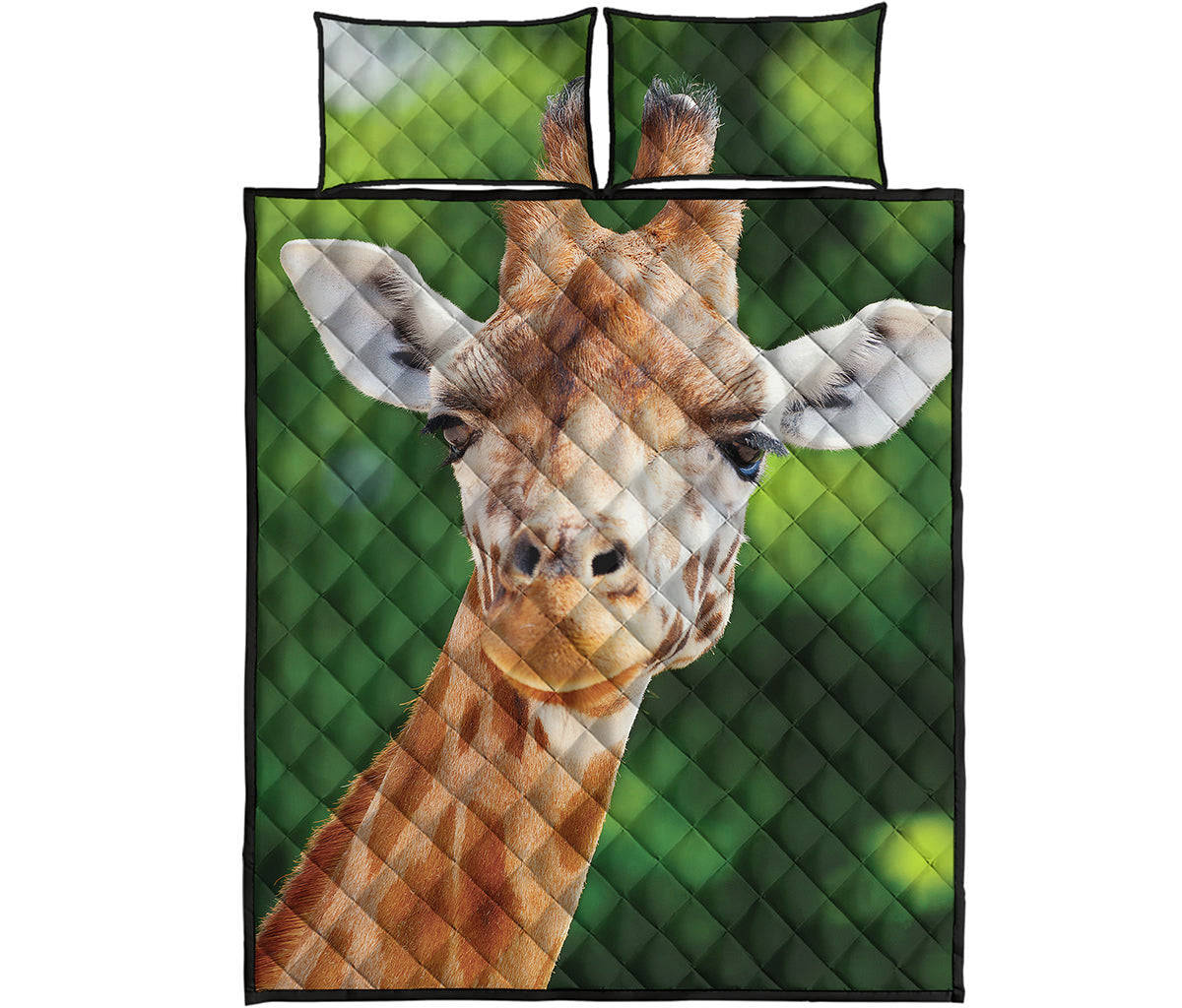 Smiley Face Giraffe Print Quilt Bed Set