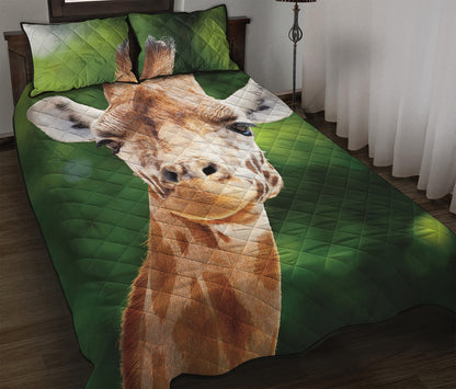 Smiley Face Giraffe Print Quilt Bed Set