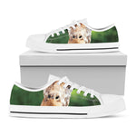 Smiley Face Giraffe Print White Low Top Shoes