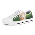 Smiley Face Giraffe Print White Low Top Shoes