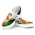 Smiley Face Giraffe Print White Slip On Sneakers