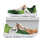 Smiley Face Giraffe Print White Sneakers
