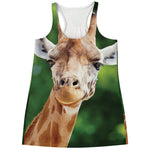 Smiley Face Giraffe Print Women's Racerback Tank Top