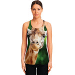 Smiley Face Giraffe Print Women's Racerback Tank Top