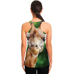 Smiley Face Giraffe Print Women's Racerback Tank Top