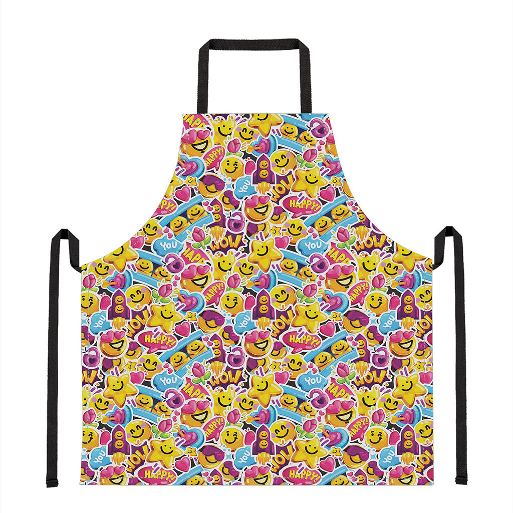 Smiley Faces Emoji Pattern Print Apron