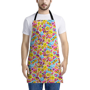 Smiley Faces Emoji Pattern Print Apron