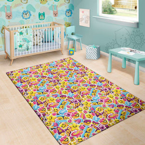 Smiley Faces Emoji Pattern Print Area Rug