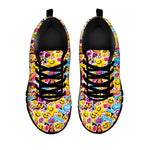 Smiley Faces Emoji Pattern Print Black Sneakers