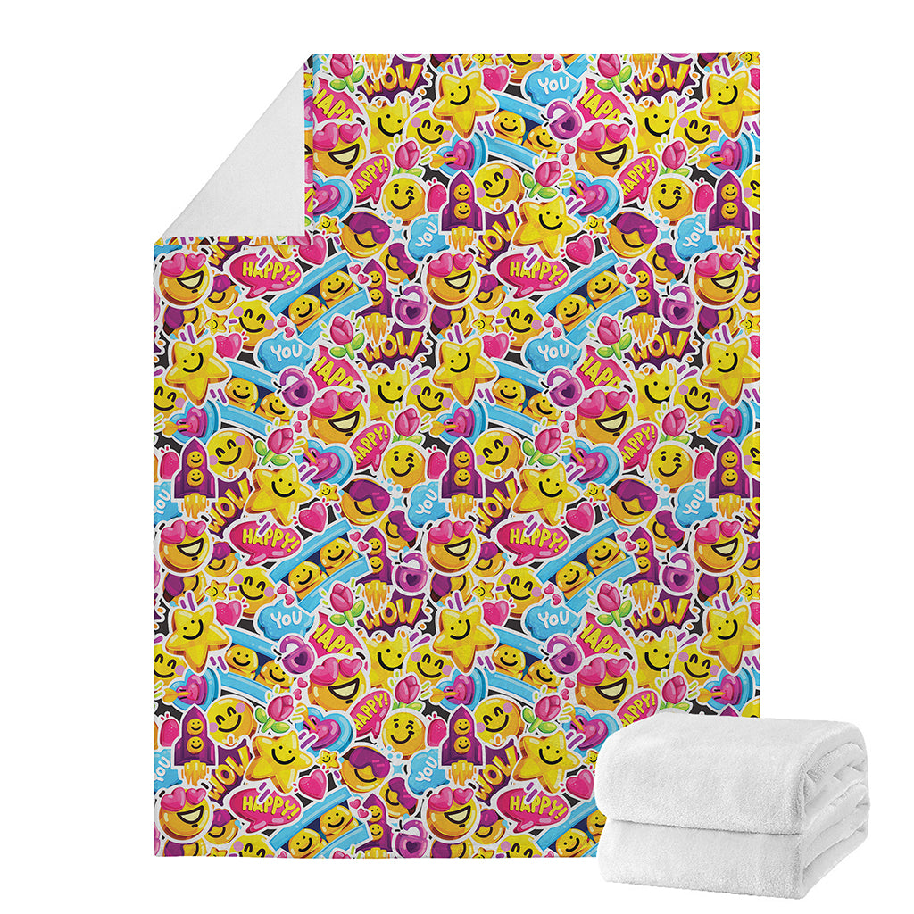 Smiley Faces Emoji Pattern Print Blanket