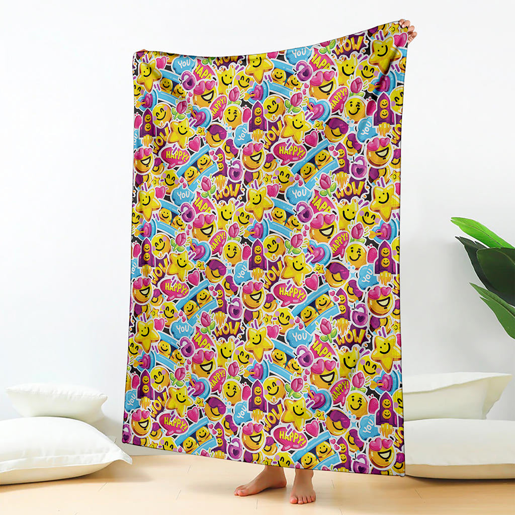 Smiley Faces Emoji Pattern Print Blanket