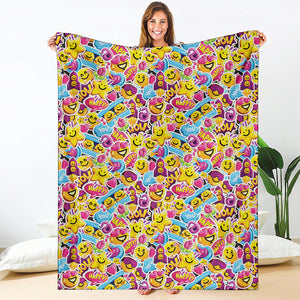 Smiley Faces Emoji Pattern Print Blanket