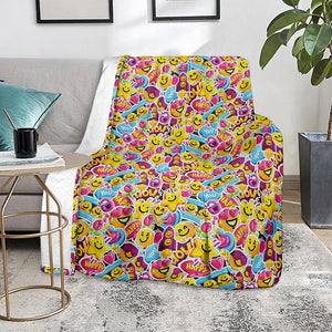 Smiley Faces Emoji Pattern Print Blanket