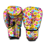 Smiley Faces Emoji Pattern Print Boxing Gloves