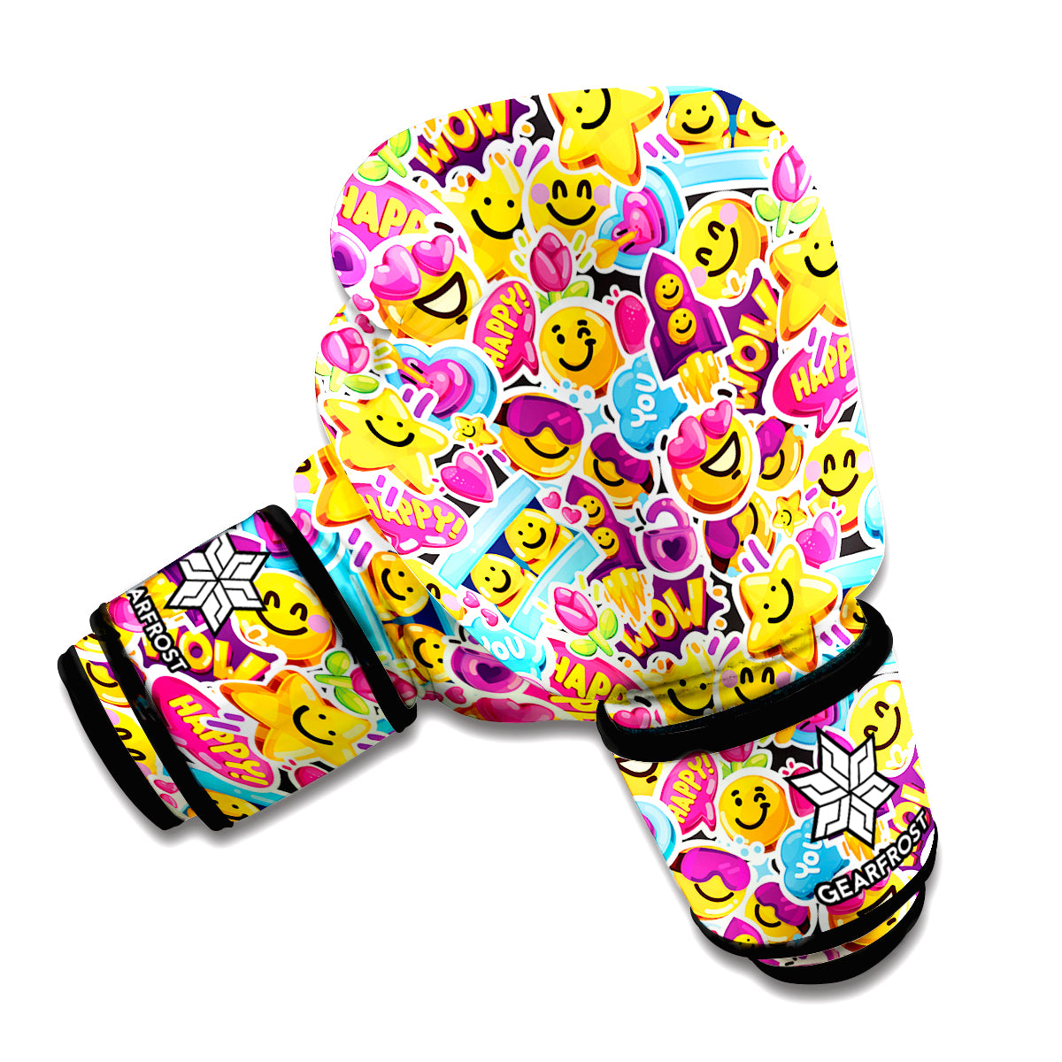 Smiley Faces Emoji Pattern Print Boxing Gloves