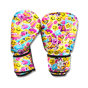 Smiley Faces Emoji Pattern Print Boxing Gloves