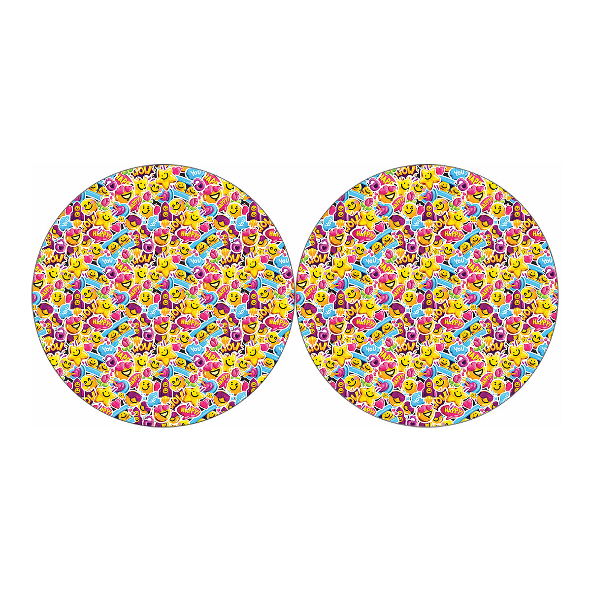 Smiley Faces Emoji Pattern Print Car Coasters