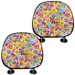 Smiley Faces Emoji Pattern Print Car Headrest Covers
