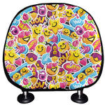 Smiley Faces Emoji Pattern Print Car Headrest Covers