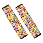 Smiley Faces Emoji Pattern Print Car Seat Belt Covers