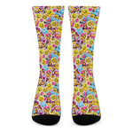 Smiley Faces Emoji Pattern Print Crew Socks