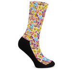 Smiley Faces Emoji Pattern Print Crew Socks