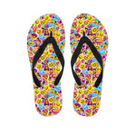 Smiley Faces Emoji Pattern Print Flip Flops