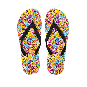 Smiley Faces Emoji Pattern Print Flip Flops