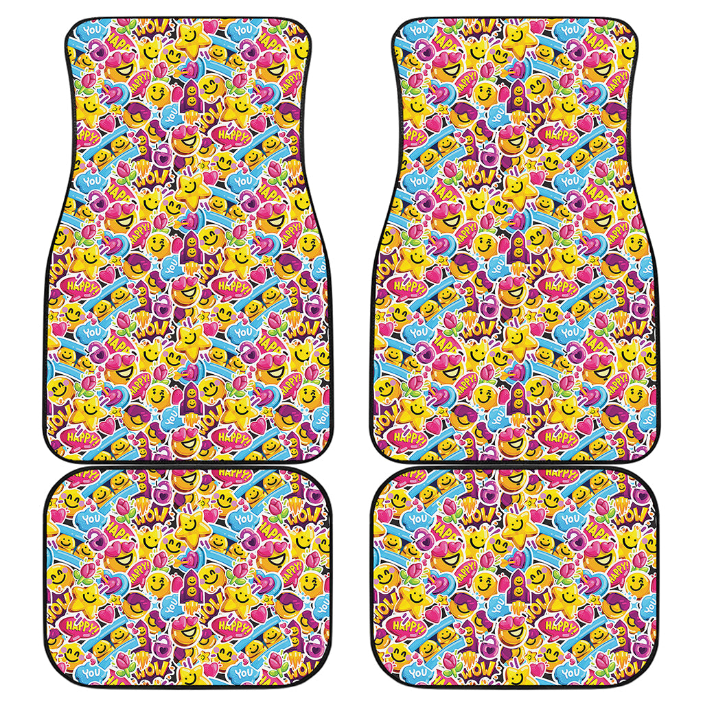 Smiley Faces Emoji Pattern Print Front and Back Car Floor Mats