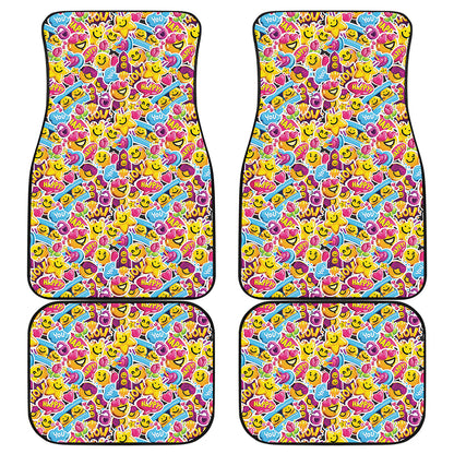 Smiley Faces Emoji Pattern Print Front and Back Car Floor Mats