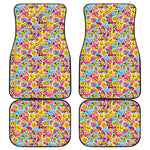 Smiley Faces Emoji Pattern Print Front and Back Car Floor Mats