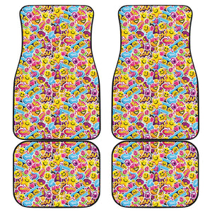 Smiley Faces Emoji Pattern Print Front and Back Car Floor Mats