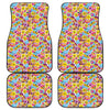 Smiley Faces Emoji Pattern Print Front and Back Car Floor Mats