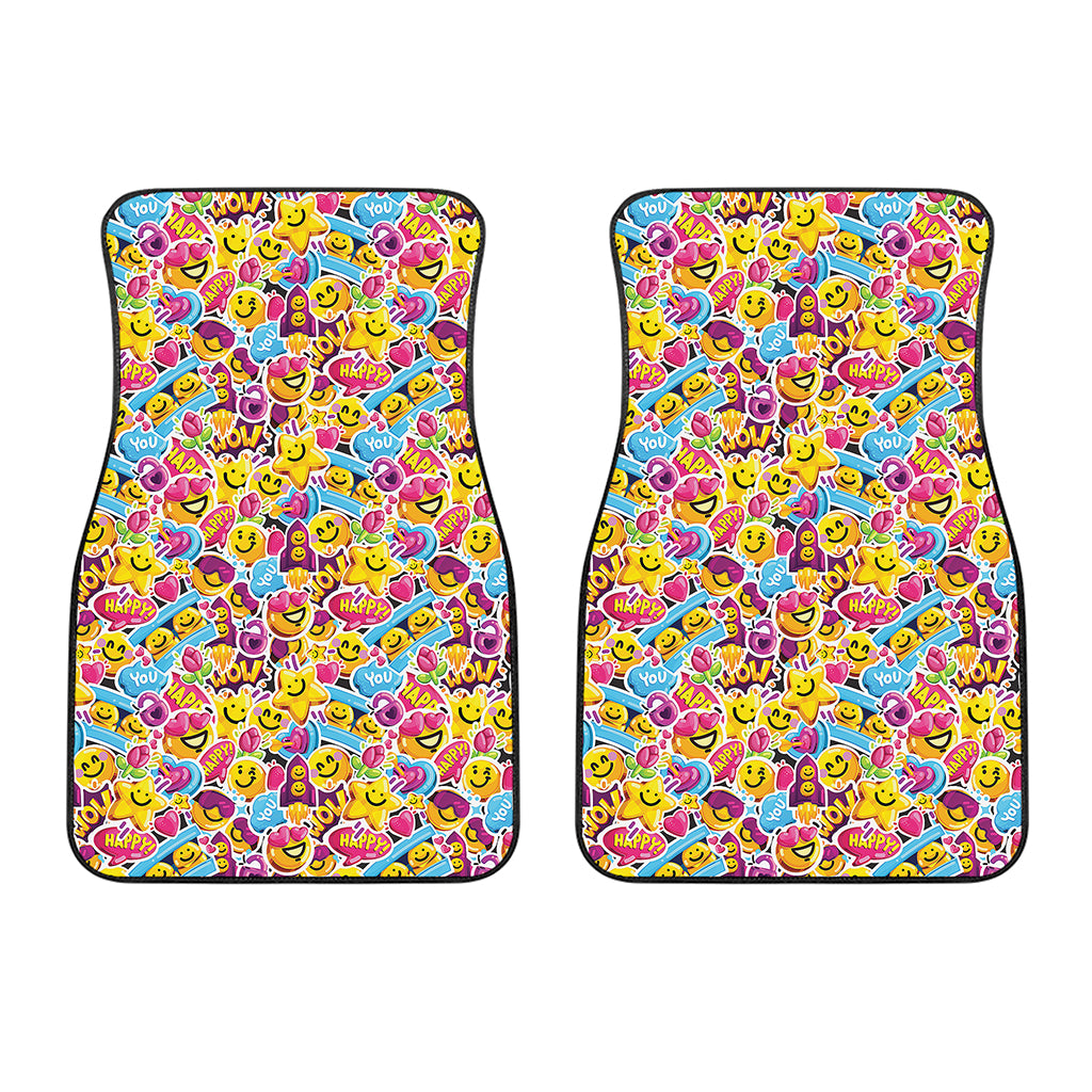 Smiley Faces Emoji Pattern Print Front Car Floor Mats