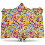 Smiley Faces Emoji Pattern Print Hooded Blanket