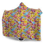 Smiley Faces Emoji Pattern Print Hooded Blanket