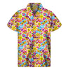 Smiley Faces Emoji Pattern Print Men's Short Sleeve Shirt