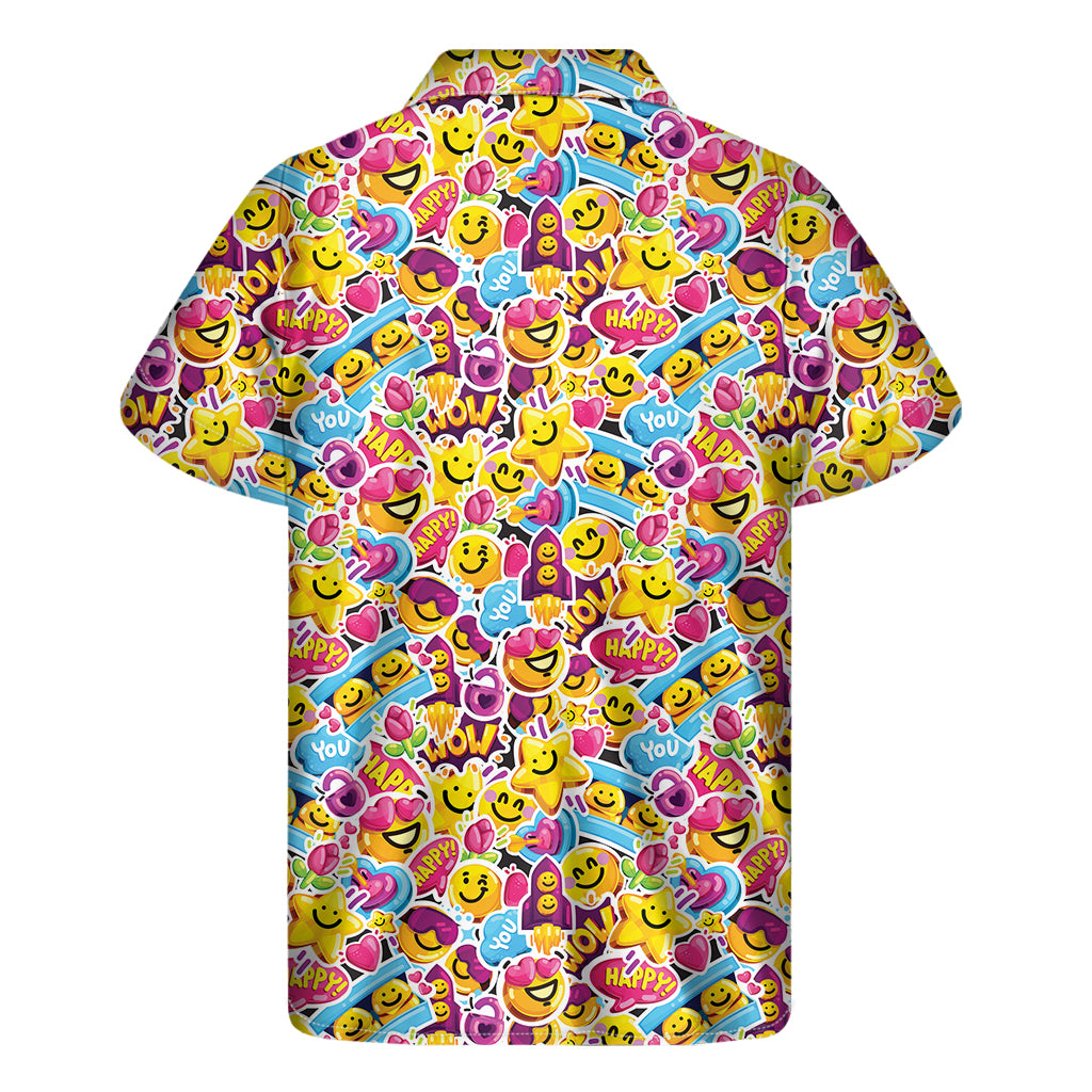 Smiley Faces Emoji Pattern Print Men's Short Sleeve Shirt