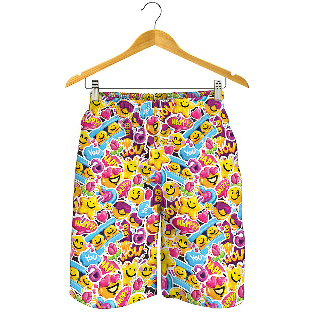 Smiley Faces Emoji Pattern Print Men's Shorts