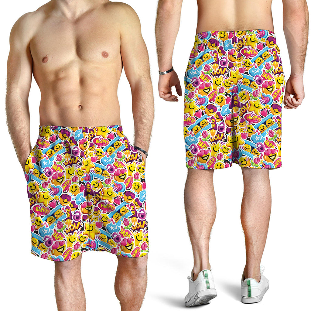 Smiley Faces Emoji Pattern Print Men's Shorts