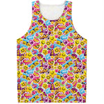 Smiley Faces Emoji Pattern Print Men's Tank Top