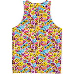 Smiley Faces Emoji Pattern Print Men's Tank Top