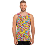 Smiley Faces Emoji Pattern Print Men's Tank Top