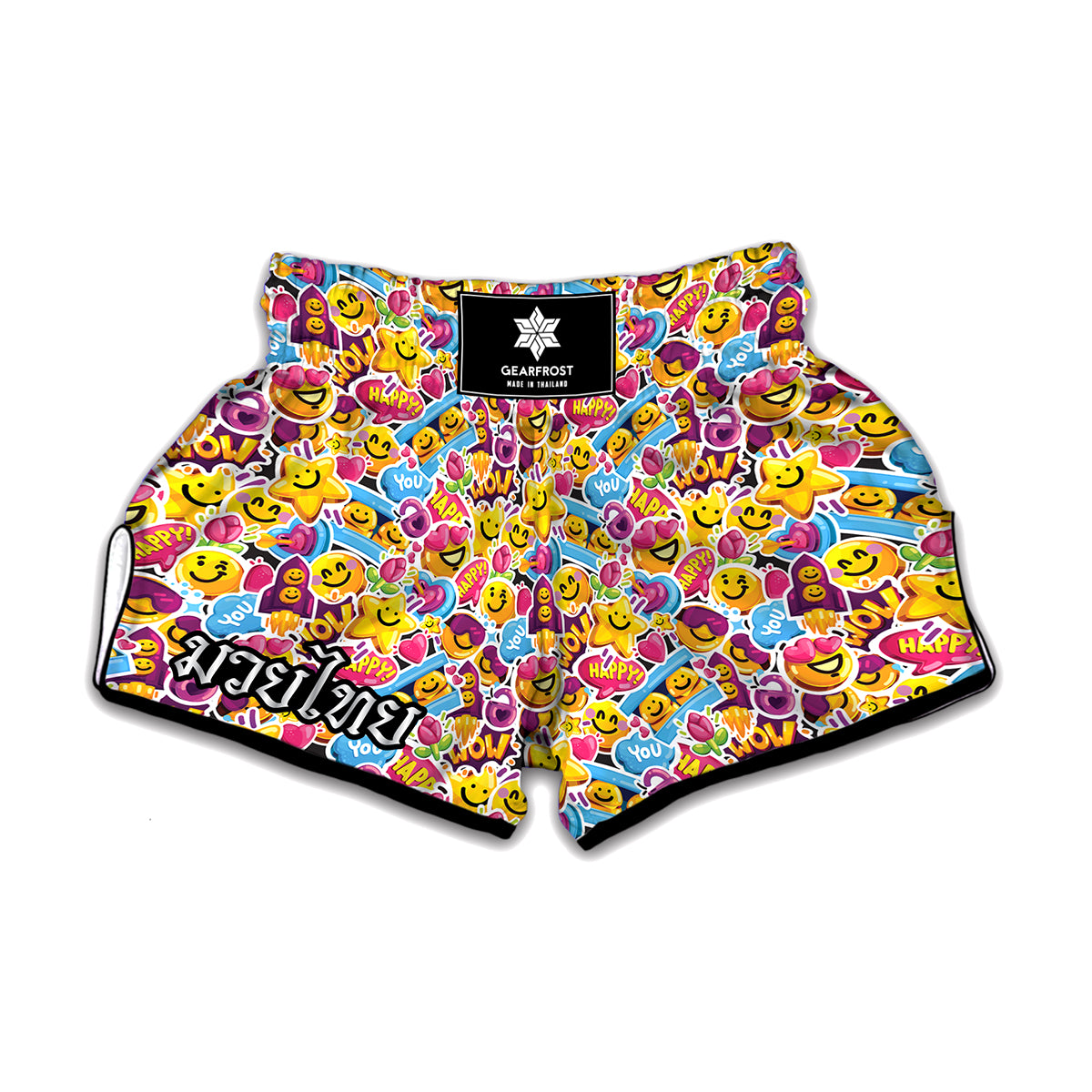 Smiley Faces Emoji Pattern Print Muay Thai Boxing Shorts
