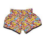 Smiley Faces Emoji Pattern Print Muay Thai Boxing Shorts