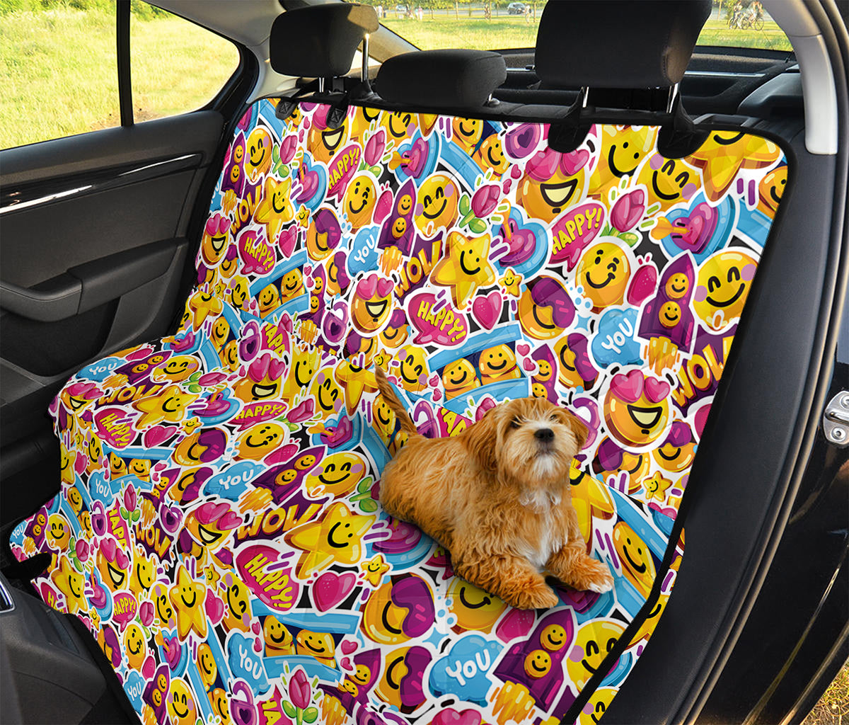 Smiley Faces Emoji Pattern Print Pet Car Back Seat Cover