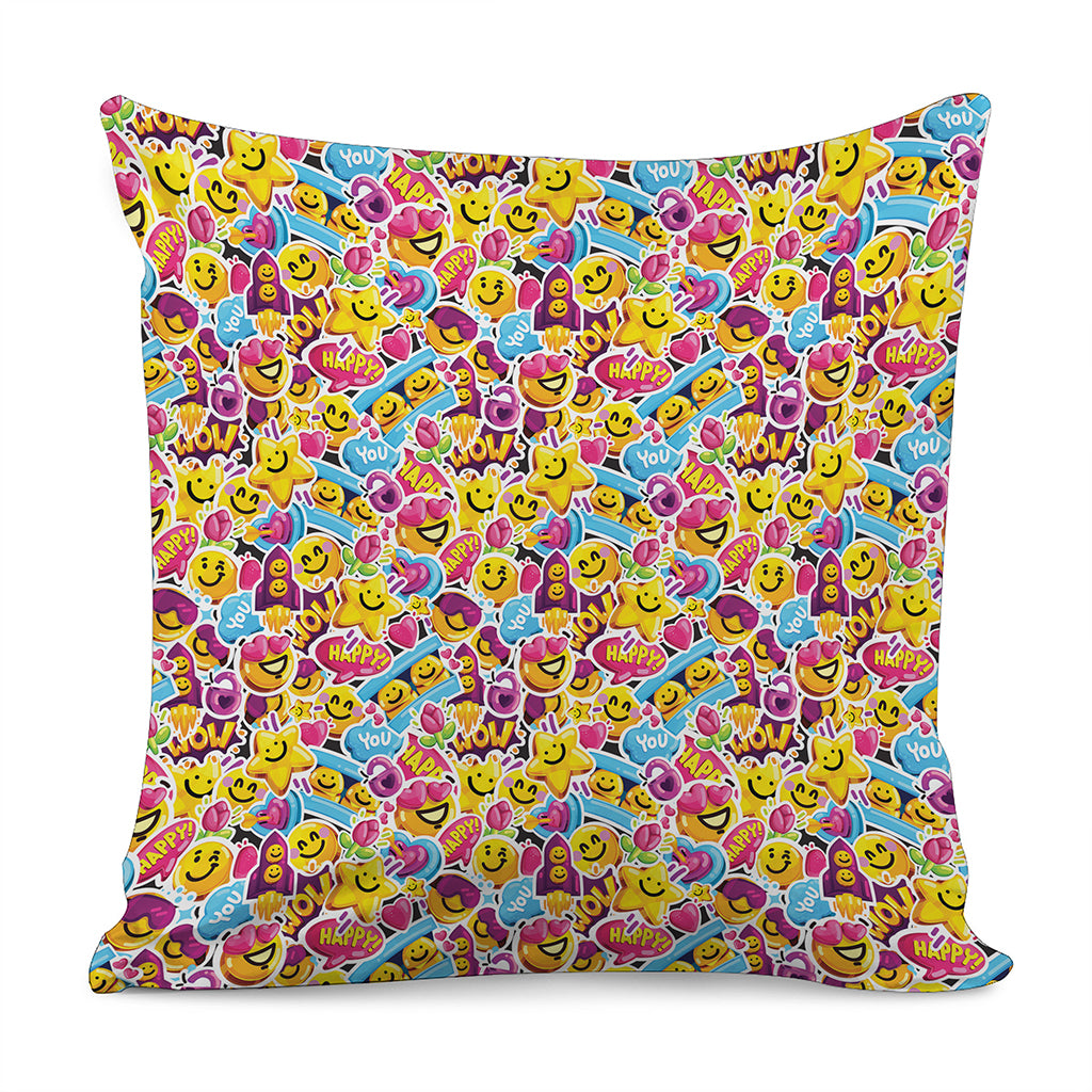Smiley Faces Emoji Pattern Print Pillow Cover