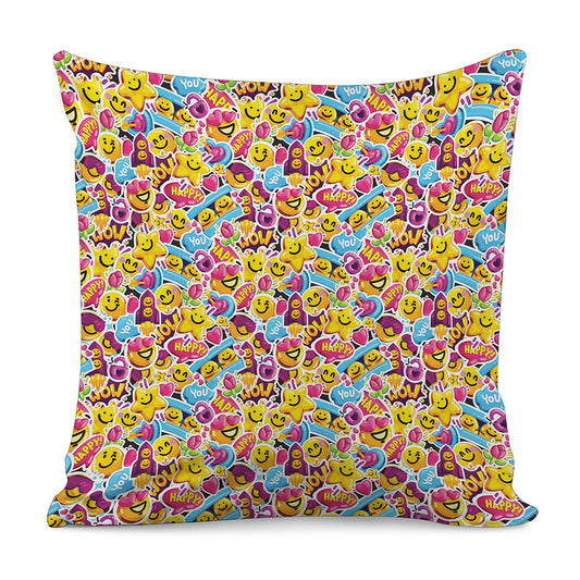 Smiley Faces Emoji Pattern Print Pillow Cover